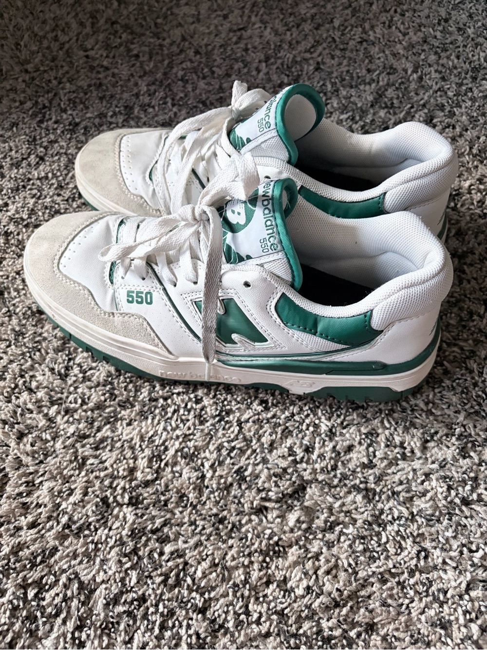 New Balance 550 White and Green Retro Athletic Sneakers